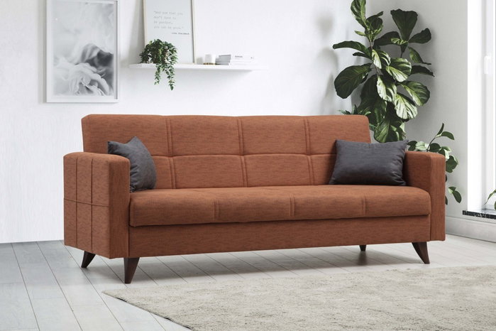 Atelier Del Sofa Polya - Sofá cama de 3 plazas en Rojo teja